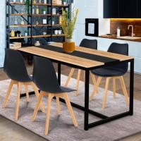 Mesa de comedor rectangular Dover para 4 personas, diseño industrial (120 cm), color negro - details 1