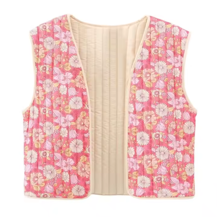 BUNO-Chaleco con estampado Floral para mujer, abrigo Vintage Retro clásico sin mangas, cárdigan frontal abierto, chaleco Reversible, prendas de vestir de otoño, ropa de calle - 1