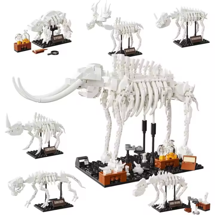 Kit de construcción fósil 6 en 1, compatible con Museo de Historia Natural de Dinosaurio, juego de construcción de 6 bestias prehistóricas en 1 mamut, juguetes educativos STEM, regalos de descubrimiento para niños de 8 años, 928 piezas - 1