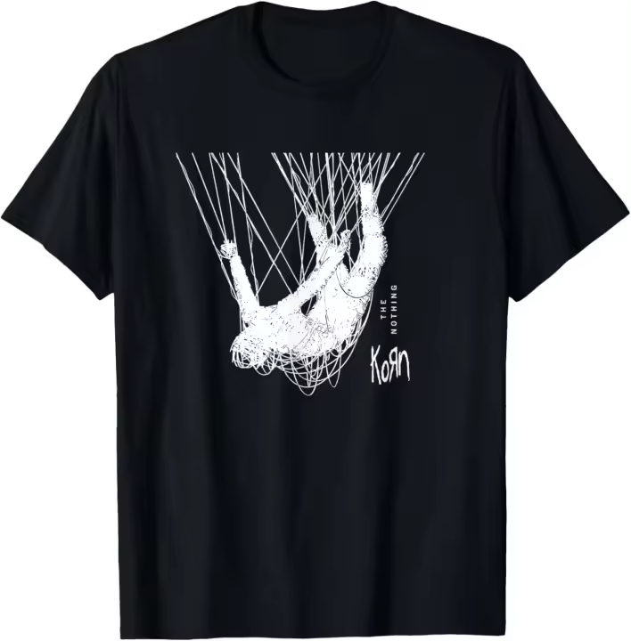 Korn The Nothing Hangman HT Cover camiseta negra de algodón ajustada con cuello redondo, Top de moda - 1
