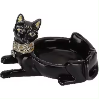 Bandeja de cenizas de resina retro en forma de gato negro, adorno vintage para mesa - 1