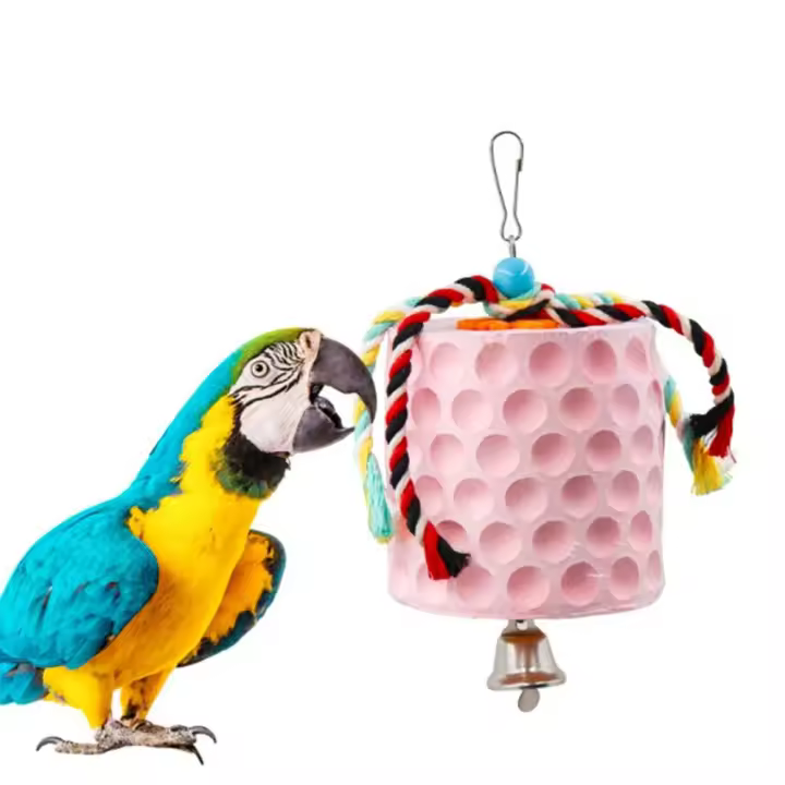 Juguete creativo para masticar pájaros, práctico gancho de Metal, juguete para la dentición de loros, cuerda de algodón resistente al desgaste, piedra de molienda de pico de pájaro - 1