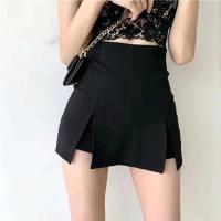 Falda corta con abertura para mujer, traje de oficina, minifalda negra de cintura alta, pantalones cortos de pierna ancha, novedad de verano - details 2