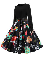 Women winter Christmas 50s 60s vintage swing elegant party a line dress - details 2