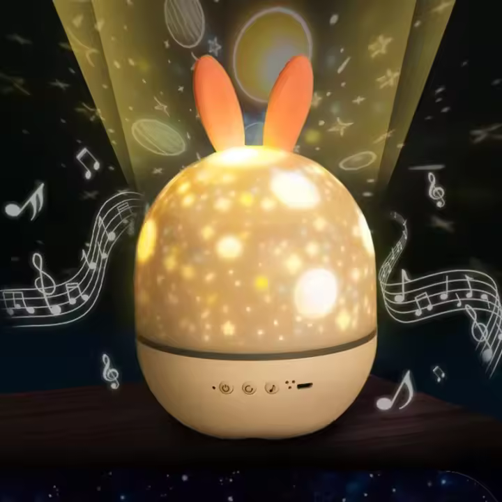 Mini proyector de cielo estrellado USB, Altavoz Bluetooth, luz nocturna giratoria, lámpara de proyector de música para decoración de dormitorio, regalo para niños - 1