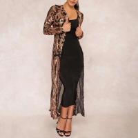 Maxi Abrigo de Séquin Elegante Blusa de Fiesta Abierta Vintage para Mujeres Moda de Cálida - details 3