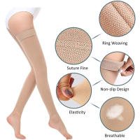 1Pair Thigh High Footless Compression Stockings Medical 20-30 MmHg Gradient Compression Leg Support for Varicose Veins Swelling - details 10