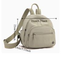 Mochila portátil de nailon para mujer, mochila informal ligera con múltiples bolsillos de Color sólido y asa impermeable - details 1