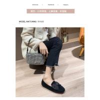 Zapatos planos de piel de visón con lazo de cristal para mujer, mocasines de algodón de felpa cálidos, cuentas de cordones de punta cuadrada, Invierno - details 17