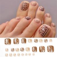 Juego De 24 Piezas Uñas Postizas De Acrílico Con Borde Blanco Y Flor Artísticas Para Pies Uñas Press on Removibles Para Fiestas - details 26