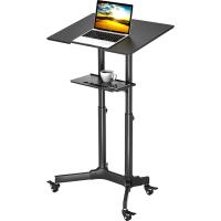 Escritorio de pie móvil con altura ajustable, escritorio para computadora portátil con ruedas, estación de trabajo de pie con bandeja compacta ajustable - details 1