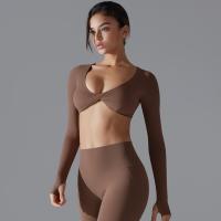 Nuevos deportes de manga larga Fiess para mujer, cuello en V profundo, ajustado, transpirable, estilo Ins, ropa de Yoga al aire libre, Tops cortos - details 8
