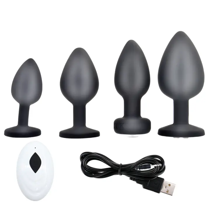 Vibrador de Prostate Masajeador de Anus Control Remoto 10 Velocidades Set de 4 Piezas para Hombres y Mujeres Juguete Sexual Gay Tamaño Pequeño/Mediano/Grande - 1