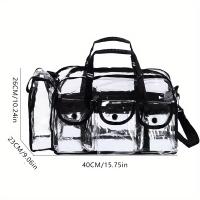 Bolsa organizadora de maquillaje Unisex impermeable, transparente, espaciosa, resistente con correa ajustable y bolsillos externos - details 8