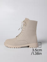 2025 nuevo otoño e invierno botas Martin de gran tamaño de tacón grueso botas finas británicas botas cortas con cordones de suela gruesa para mujer niños. - details 7