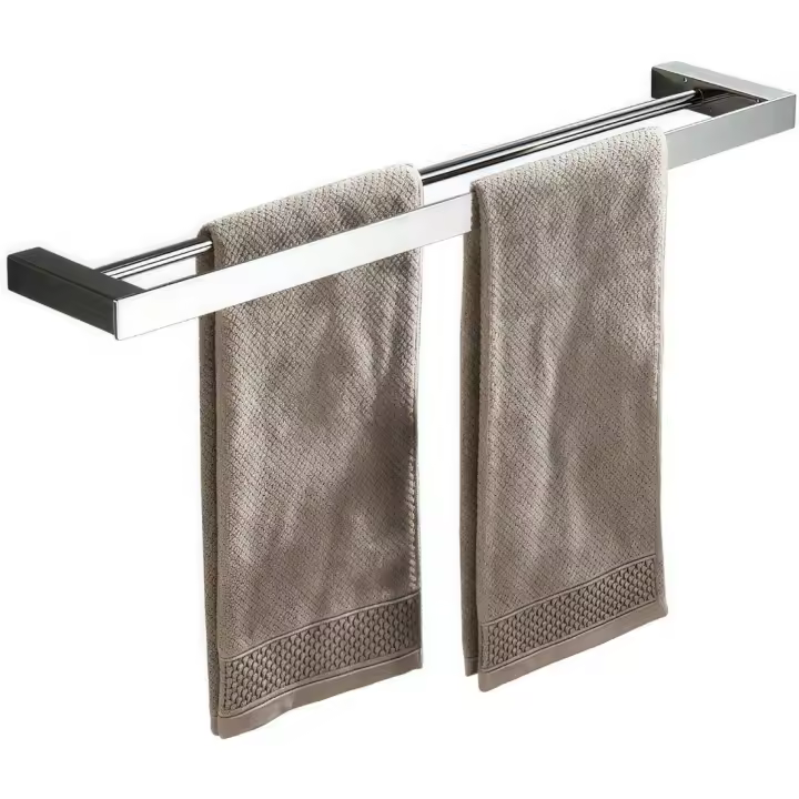 40 x 12 x 3 CM Toallero para baño montado en la pared doble toallero cromo pulido, acero inoxidable - 1