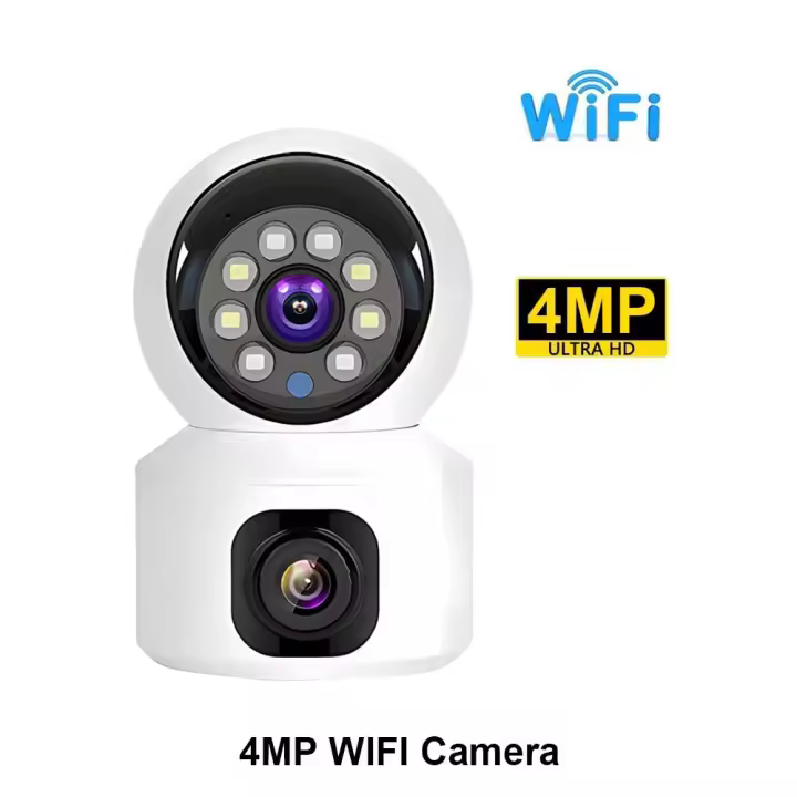 Cámara de Seguridad IP de Doble Lente Visión Nocturna Inteligente Pantalla Dual 4MP - 1