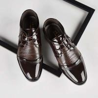 Türkiye erkek deri ayakkabI estilo hecho a mano clásico vestido de cuero negro zapatos Oxford para hombres - details 0