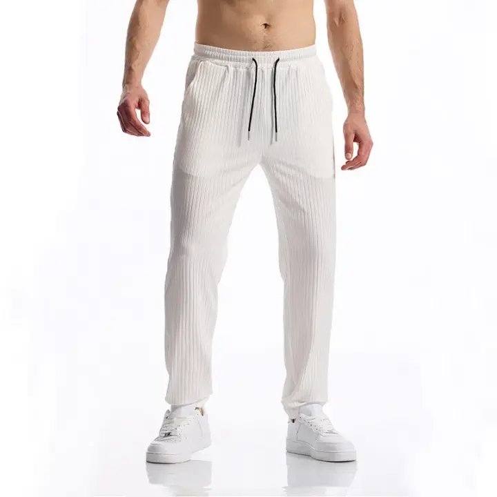 Pit rayé Design tissu hommes pantalons de Sport décontractés pantalons de Sport de gimnastique hommes survêtement pantalons de survêtement course entraînement Jogging pantalons longs - 1
