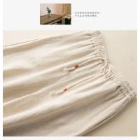 Pantalones de lino y algodón de cintura alta para mujer, pantalón de pierna ancha, largo, elástico, informal, liso, bordado, moda coreana, 2024 - details 12
