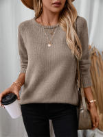 Jersey informal de cuello redondo para mujer, Jersey holgado de punto de manga larga, Tops de otoño e invierno, 2024 - details 3