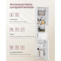 Mueble de Baño Armario de Almacenamiento con Cajón Estantería Regulable Blanco 30 x 30 x 170 cm - details 3