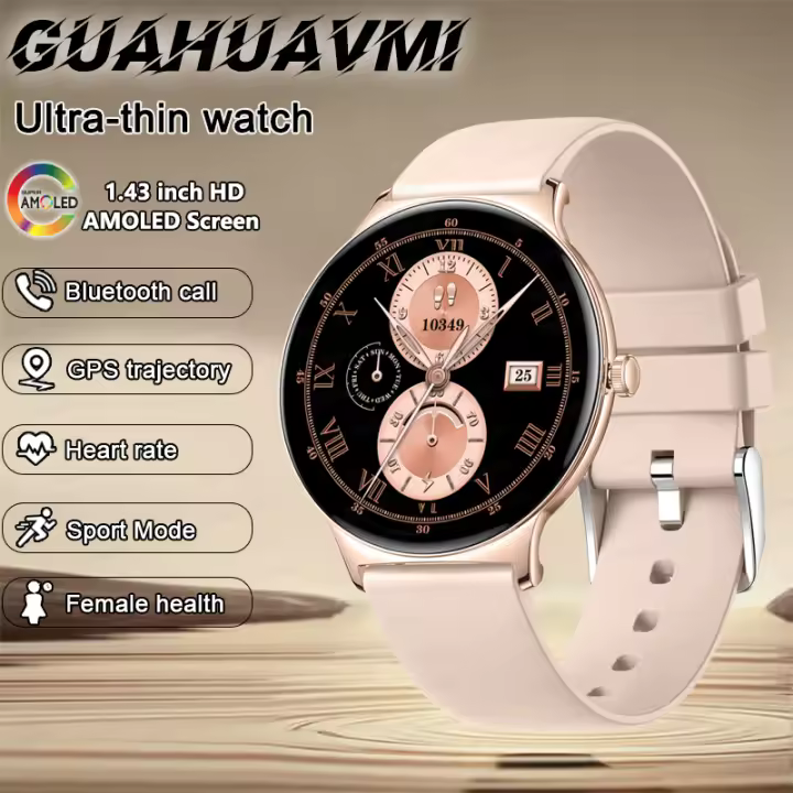 2024 nueva colección ultradelgada de relojes inteligentes de 1,43 pulgadas 466 * 466 amoled pantalla llamada bluetooth, empuje de mensajes, ejercicio físico,frecuencia cardíaca y presión arterial,moda femenina cómoda pulsera inteligente para iOS y Android - 1