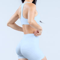 Nuevo sujetador deportivo minimalista de spandex con costura nueva, adecuado para el fitness femenino, estiramiento, ropa de yoga transpirable. - details 10