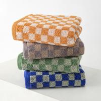 Toalla facial de algodón puro absorbente, gruesa, suave y cómoda, tablero de ajedrez, 34x75cm - details 4