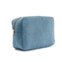 Bolsa de cosméticos de tela vaquera azul de 4 tamaños con cremallera, bolsa de almacenamiento de viaje Vintage, organizador de papelería, bolsa de maquillaje de Color sólido para mujer - details 10