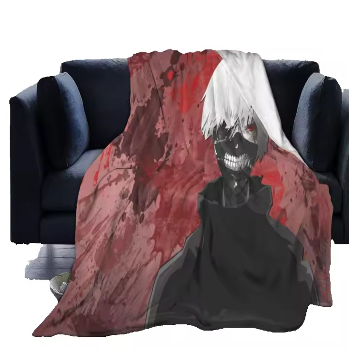 Manta de Felpa Ken Kaneki de Tokyo Ghoul Tamaño Manteca Ligera Transpirable y Cómoda para Adultos Niños y Adolescentes Accesorios de Habitación Recomendada para Hogar Viaje y Camping - 1