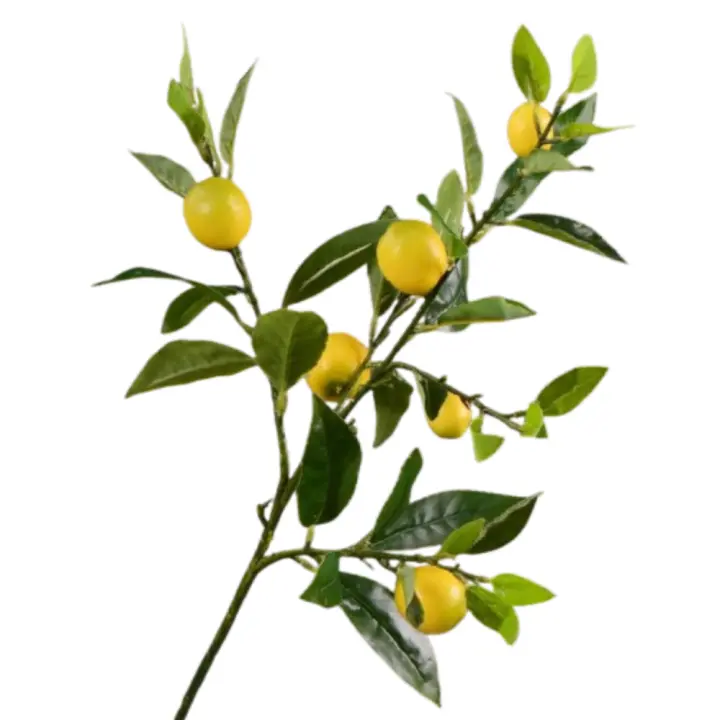 Rama de limón Artificial de lujo, árbol frutal de simulación de plástico elegante, fruta de limón Artificial hecha a mano para interiores y exteriores - 1