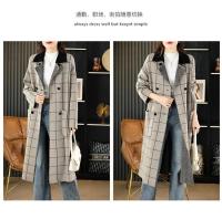 Abrigo de mujer con solapas de otoño e invierno, cárdigan largo de punto a cuadros con doble botonadura y bolsillos grandes, 100% de lana pura, 2024 - details 14