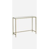 Mesa de Consola de Vidrio Templado Dorado Mesa de Entrada Ajustable con Marco de Metal para Sala de Estar - details 8