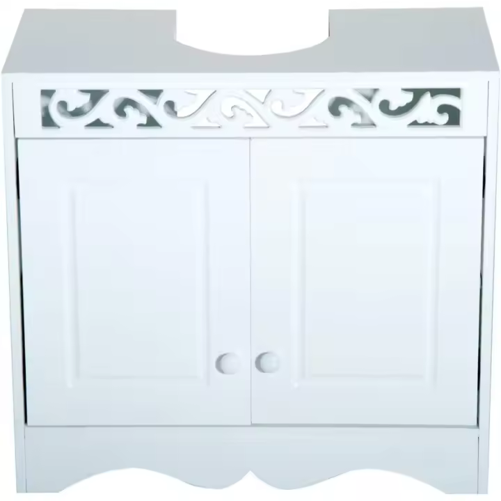 Armario de baño tipo mueble bajo para lavabo con 2 puertas y estantes 60x30x56cm diseño moderno de madera blanca - 1