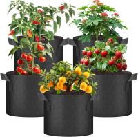 Bolsas para cultivo de plantas de 5 galones, macetas para tomates, paquete de 5 con asas, tela no tejida de aireación, maceta de jardinería resistente para verduras, hierbas y flores, negro - details 0
