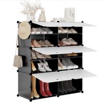 Zapatero con 6 compartimentos, caja de almacenamiento de zapatos con puertas, estante Modular de plástico para zapatos - details 2