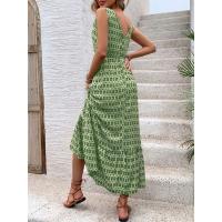 Vestido Largo de Verano 2025 Cuello en V Profundo, Mangas sin Agujar, Estampado Floral, Tejido Transpirable para Playa, Fiesta o Eventos Casuales Diseño Boho-Chic - details 12
