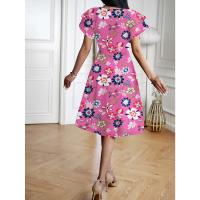Elegante Vestido de Verano Cuello en V, Manga de Flor, Spandex Poliéster para Mujer - details 4