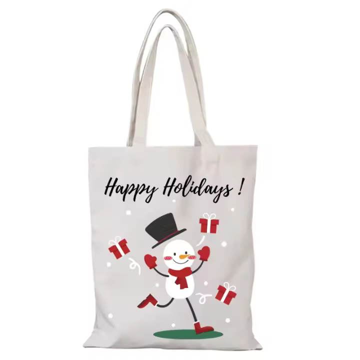 Bolsa ecológica Feliz Navidad nuevos bolsos regalo de Año Nuevo de dibujos animados bolso de mujer bolso de mano para hombre bolsas de tela de lona Shopper mujer compras - 1