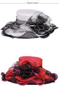Elegante Sombrero de Derby de Organza Estilo de Fedora de Verano con Gorro Secado en Secado - details 3