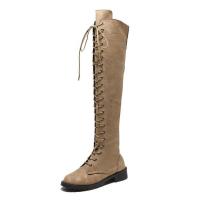 Botas por encima de la rodilla para mujer, zapatos informales de ante con cordones para exteriores, otoño - details 6