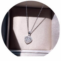 Collar De Lujo Con Pendiente De Corazón Y Circonita En Acero Inoxidable Para Mujer Collar De Cadena Tendencia Joyería De Boda Para Aniversario - details 2