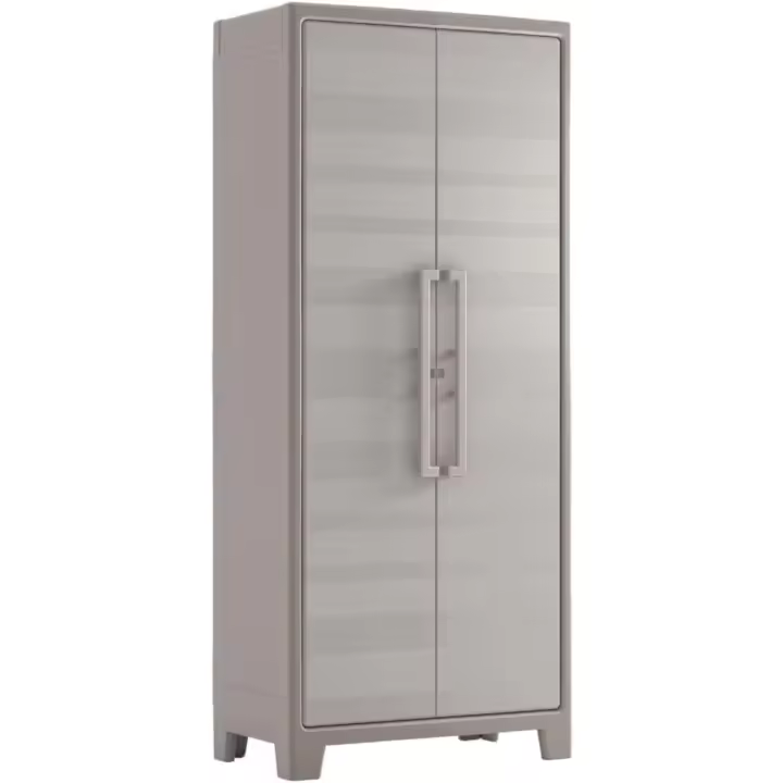 Gulliver Alto | Almacenaje Interior y Exterior | resina | Estanco al Agua con 2 Puertas y 4 Baldas Regulables en Altura | Color Beige/Arena | 80 x 44 x 182 cm - 1