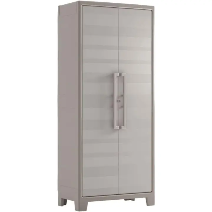 Gulliver Alto | Almacenaje Interior y Exterior | resina | Estanco al Agua con 2 Puertas y 4 Baldas Regulables en Altura | Color Beige/Arena | 80 x 44 x 182 cm - 1