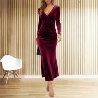 Nuevo vestido de noche ajustado elegante con temperamento y cola de pez con cuello en V y manga larga - details 3