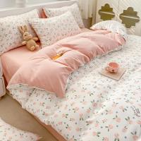 Conjunto de Cama Floral Retro Coreano Sábanas de Algodón Lavado 100%, Funda de Edredón Suave, Funda de Almohada - details 0