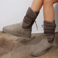 Botas de nieve a media pantorrilla para mujer, zapatos de plataforma, mantienen el calor, con cordones, cómodas, impermeables, calidad, invierno - details 12