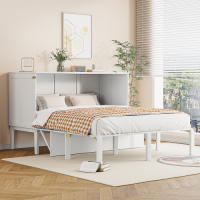 Cama de Armario Plegable de Pared 140x200 cm Marco con Escamas Blanco Para Jóvenes Sin Colchón - details 5