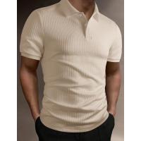 Temu Shein Camiseta para hombre Camisa con cuello Verano Color sólido Manga corta - details 7